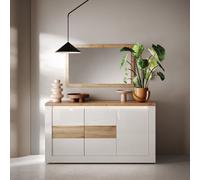 Buffet moderne 3 portes laqué blanc et bois 160cm ARIA