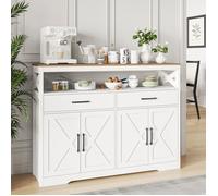 Buffet moderne - 4 portes 2 tiroirs - Buffet de salon - 140x40x105 cm - Buffet de cuisine - Bahut blanc - Style campagnard