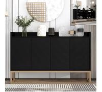Buffet moderne 4 portes - Noir - Étagères réglables - Design contemporain - 120x30x80 cm
