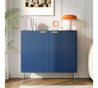 Buffet Moderne à 2 Portes, Buffet de Cuisine avec Etagère et Pieds Métal, Meuble de Rangement, Commode Chambre pour Salon Salle à Manger, Style Scandinave (Bleu, 80x40x78 cm)