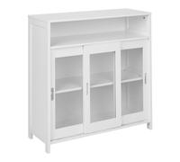 Buffet Moderne à 3 Portes Vitrées et Étagère MDF Blanc Crabtree