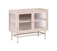 Buffet Moderne Acier Verre Cannelé 2 Portes Étagères Réglables Beige Devon