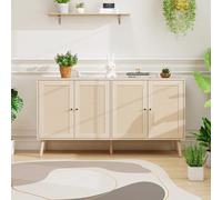 Buffet moderne - Armoire de rangement avec quatre portes - Motif ondulé unique - Aspect bois - Meuble de rangement pour salon, couloir, chambre à coucher, salle à manger, TV - Meuble bas - Commode