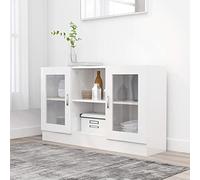 Buffet moderne avec 2 portes et rangement ouvert - Placard rustique gris pour meubles de salon