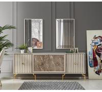 Buffet moderne avec 2x miroirs Designer Luxe Salon Meubles en bois