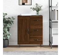 Buffet moderne avec 3 tiroirs et pieds en métal - Meuble de rangement pour salon ou couloir - Armoire brillante