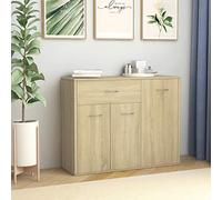 Buffet moderne avec grand tiroir et 3 portes, idéal pour le salon ou la chambre à coucher, finition chêne sonoma, 88 x 30 x 70 cm, construction durable en aggloméré