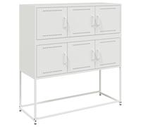 Buffet moderne blanc Credenza pour salle à manger 100,5 x 39 x 107 cm en acier, meuble de rangement élégant pour cuisine et entrée, décoration d'intérieur contemporaine