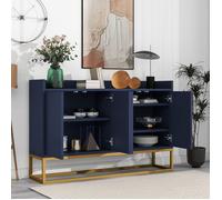 Buffet moderne de style minimaliste 4 portes sans poignées pour salle à manger, salon, cuisine (bleu marine)