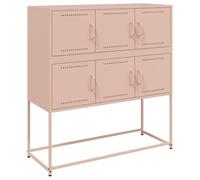 Buffet moderne en acier rose pour salle à manger - 100,5 x 39 x 107 cm - Pour cuisine, salle à manger et entrée - Armoire haute élégante pour maisons contemporaines