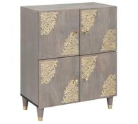 vidaXL Buffet Gris et or 60 x 33 x 75 cm Bois de manguier massif