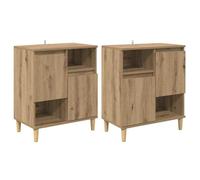 Buffet moderne en bois d'ingénierie - vidaXL - 60x35x70 cm - Chêne artisanal - 4 portes - Lot de 2 - Assemblage requis