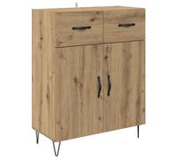 Buffet moderne en bois d'ingénierie - vidaXL - 69,5x34x90 cm - Chêne artisanal - Rangement spacieux - Poignées en métal