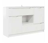 vidaXL Buffet blanc brillant 100x30x65,6 cm – Bois d'ingénierie, design moderne, grand rangement