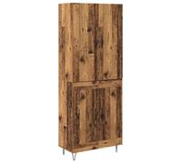 Buffet moderne en bois d'ingénierie - vidaXL - Bois ancien - 69 5x34x180 cm - Grand rangement - Poignées D-Pull en métal