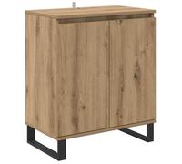 Buffet moderne en bois d'ingénierie - vidaXL - Chêne artisanal - 60x35x70 cm - 2 portes - Pieds en fer - Montage au sol
