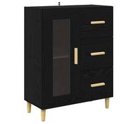 Buffet moderne en bois d'ingénierie - vidaXL - Chêne Noir - 69,5x34x90 cm - Portes vitrées - Tiroir intégré