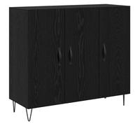 Buffet moderne en bois d'ingénierie - vidaXL - Chêne Noir - 90x32.5x80 cm - 3 portes à charnières - Poignées en arc