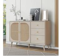 Buffet Moderne - Meuble Bas avec Portes et Tiroirs, Rangement Polyvalent en Panneau de Particules, 120x40x60 cm, Beige