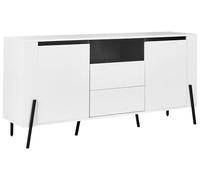 Buffet Moderne Pieds Métalliques Noirs avec Armoires et 3 Tiroirs Blanc Blackpool
