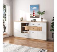 Buffet moderne Premium sense avec beaucoup d'espace de rangement, éclairage LED, dimensions 160x40x77 cm, 2 portes et 4 ti