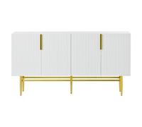 Buffet moderne Sweiko avec 4 portes,Poignée métallique dorée,Buffet pour salle à manger, salon,Blanc