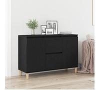 Buffet moderne - vidaXL - Chêne noir - 4 compartiments - Pieds eucalyptus - 101x35x60 cm