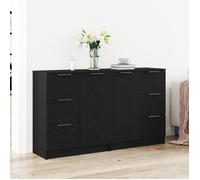 Vidaxl Buffets 2 Pcs Chêne Noir 60x30x70 Cm Bois D'ingénierie Noir