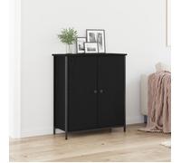 vidaXL Buffet Chêne noir 70x30x80 cm – Bois d'ingénierie et acier noir, Espace de rangement