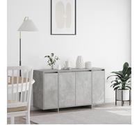 Buffet Moderne - vidaXL - Gris Béton - 3 Portes - 2 Étagères - Bois d'Ingénierie
