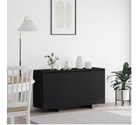 Buffet Moderne - vidaXL - Noir - 4 Portes - 3 Étagères Réglables - Bois d'Ingénierie