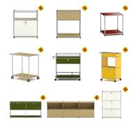 Buffet modulaire en acier inoxydable, meuble de rangement en métal avec cadre chromé à rotules, meuble TV d'angle personnalisable For Friend of FR 722