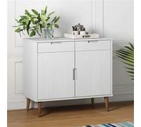 Buffet Blanc 90x40x80 cm Bois Massif de Pin Armoire Rangement Salon vidaXL
