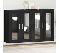 Buffet Monté Au Mur Vidaxl Set De 2 Chêne Noir Bois D'ingénierie Noir