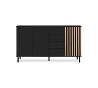 Buffet MONZA Décor chene artisan 3 portes 4 tiroirs 160 90 40 cm Noir Noir