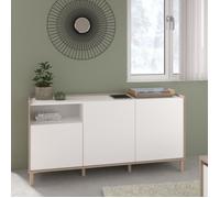 Buffet MORPHOS - L 150 x P 40 x H 74,5 cm - Décor blanc / Chêne - 3 portes - PARISOT