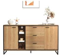Buffet - Motif bois - Avec lumière LED - 160x85x40cm - Meuble TV pour salon, chambre à coucher, couloir, salle à manger
