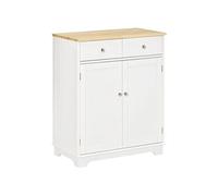 HOMCOM Meuble de Rangement Buffet Salon avec placards à Portes, 2 tiroirs et étagère réglable, Armoire de Rangement pour Salon, Cuisine, Chambre, Blanc et Bois Naturel