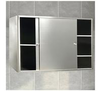 Buffet Mural de Meuble de Rangement en Acier Inoxydable, Armoire de Garde-Manger de Cuisine à étagère de Rangement Flottante Robuste, Armoire de Garde-Manger Alimentaire avec Porte coulissante