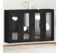Buffet mural vidaXL Ensemble de 2 Chêne noir Bois d'ingénierie, Verre