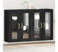 Buffet mural vidaXL Ensemble de 2 Chêne noir Bois, Verre