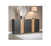 Buffet NOCTYS 5 portes 1 tiroir panneaux de particules mélaminés 180x38x86 cm anthracite et naturel