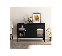 Buffet Noir 105x35x70 cm Acier et verre trempé336076