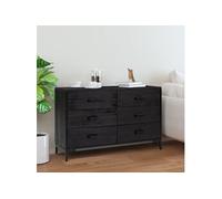 vidaXL Buffet Noir 110x35x70 cm Bois de pin massif recyclé