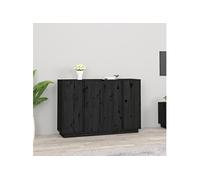 Vidaxl Buffet Noir 120x35x80 Cm Bois Massif De Pin Marron