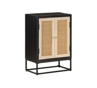 Buffet noir 55x30x76 cm bois massif de manguier et fer
