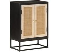 Buffet noir 55x30x76 cm bois massif de manguier et fer Noir G