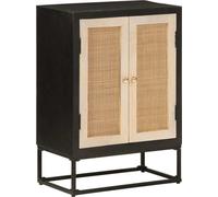 Buffet noir 55x30x76 cm bois massif mangue et fer