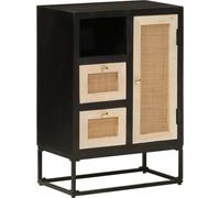 Buffet noir 55x30x76 cm bois massif mangue et fer