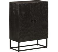 Buffet noir 55x30x76 cm bois massif mangue et fer